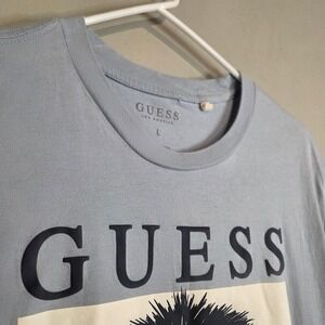 Guess Los Angeles Lion Graphic T Shirt Mens L Blue Short Sleeve Cotton Tee 1474